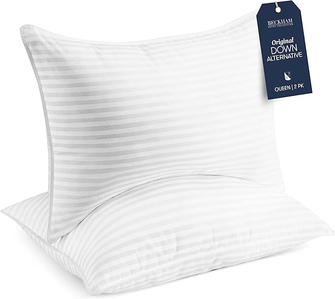 Beckham Hotel Collection Bed Pillows Standard Queen Size Set of 2 - Down Alternative Bedding Gel Cooling Pillow for Back, Stomach or Side Sleepers