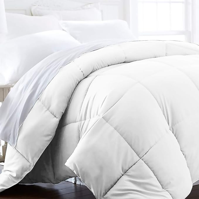 Beckham Hotel Collection Full-Queen Size Comforter - 1200 Series Down Alternative Home Bedding & Duvet Insert - Pure White